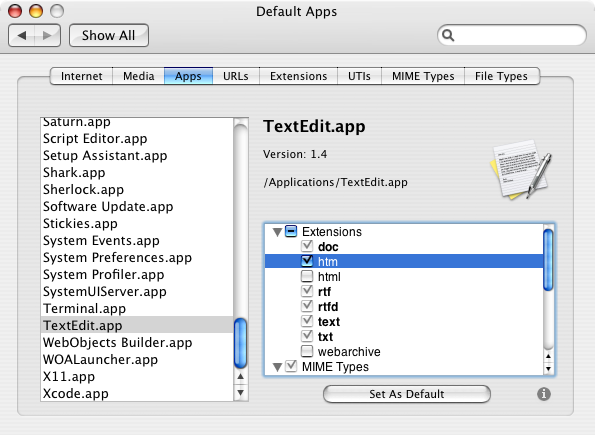 set default application on a mac